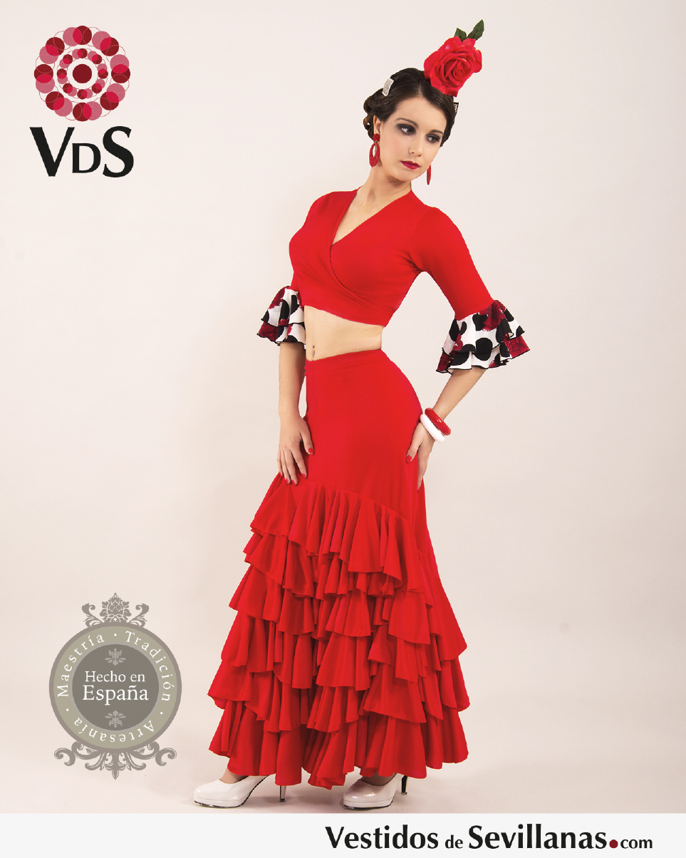 Falda Flamenco Roja 3 Volantes