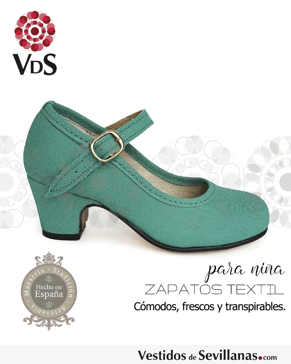Zapatos Flamenca Niña Celeste
