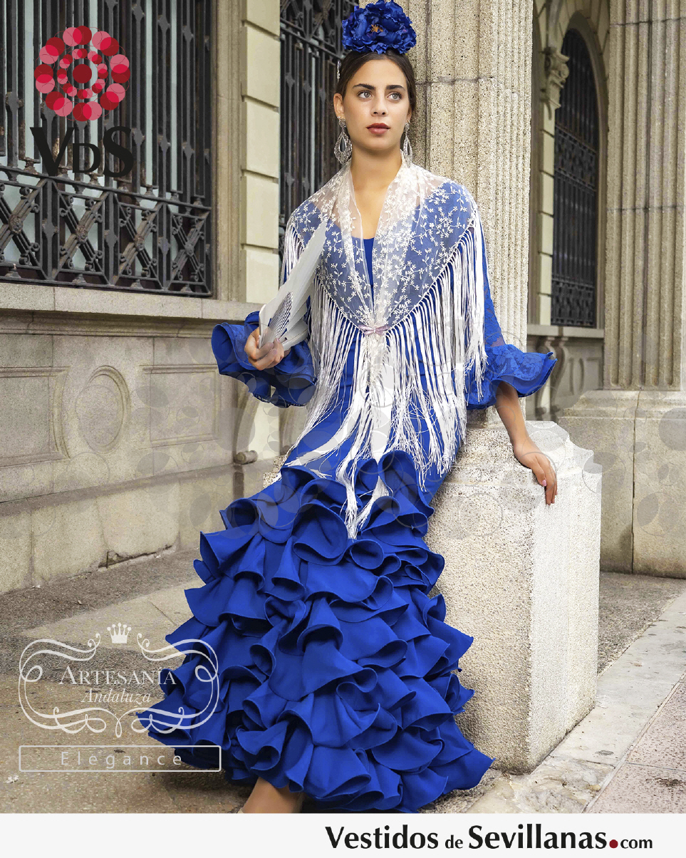 Disfraz flamenca o sevillana azul mujer t. Xl