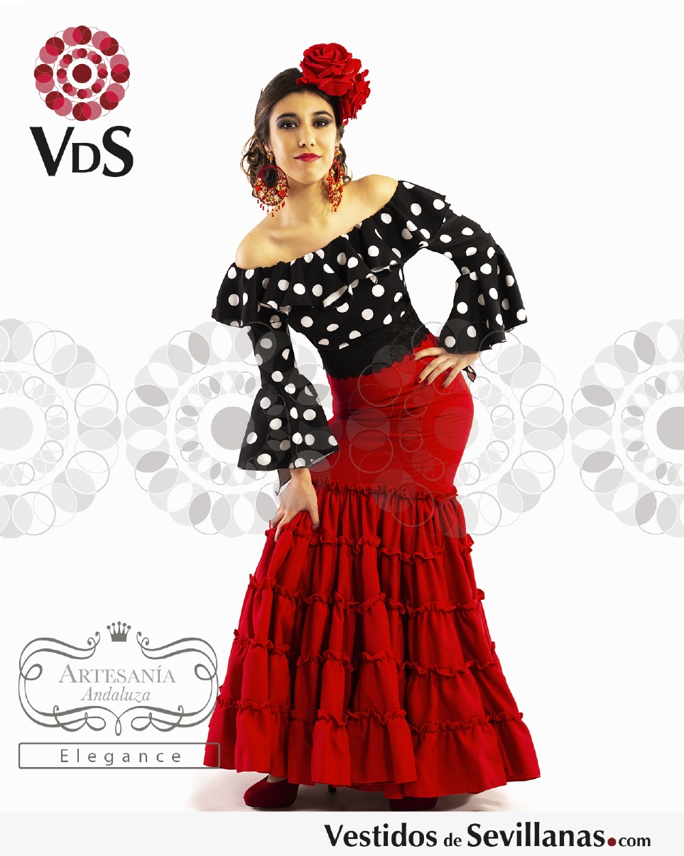 Traje flamenco con bordados en mangas - VN-3/4-FL-151