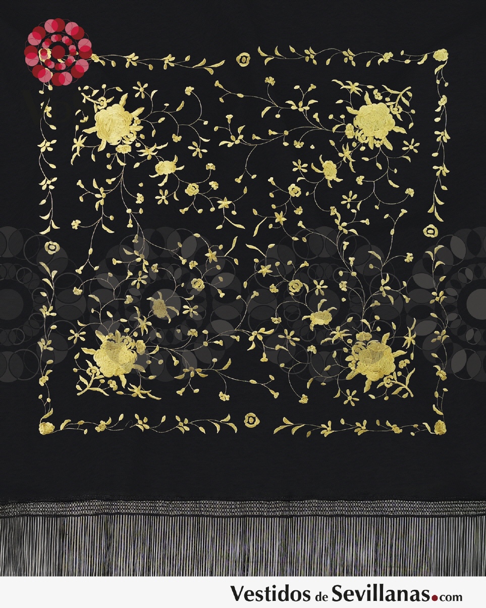 Mant&oacute;n Cuadrado  FLORA Bordado T.3XL_3col