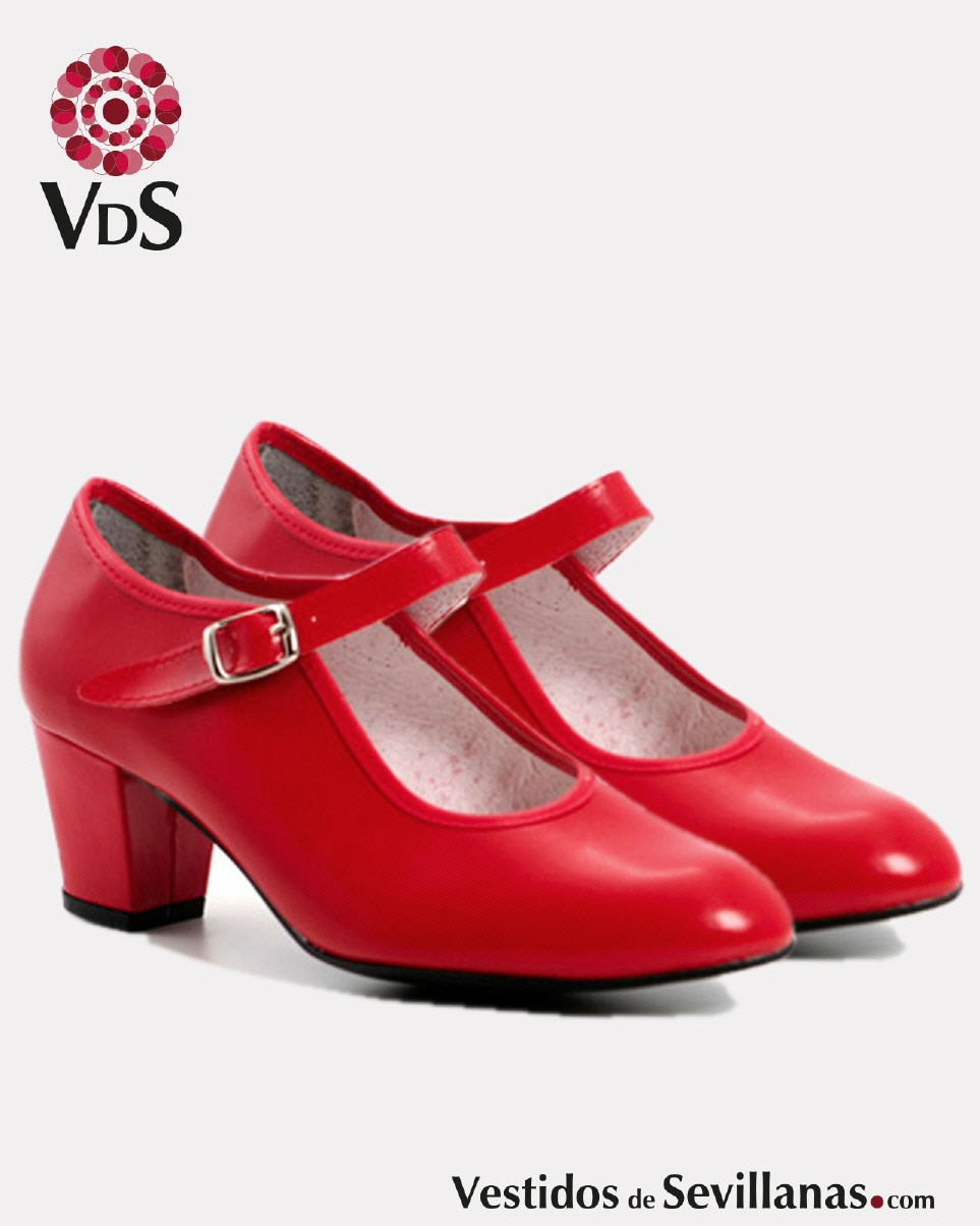 Zapatos De Flamenca Niña/Mujer Tipo Salón Con Pulsera Y Hebilla